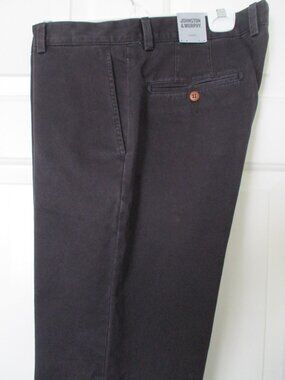 Johnston & Murphy Mens Stone-wash Black Pima Cotton Pant NWT-36Wx32.5L* Slim Fit
